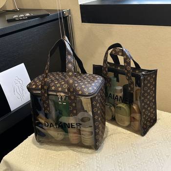 Large-Capacity and High-Looking Satchel Cosmetic Bag New Pvc Waterproof Satchel European and American Retro Toiletry Cosmetics Bag Dropshipping