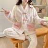Coral Fleece Maternity Pajamas for Winter Nursing Postpartum, Spring and Autumn Style, Thickened Maternity Loungewear for Winter