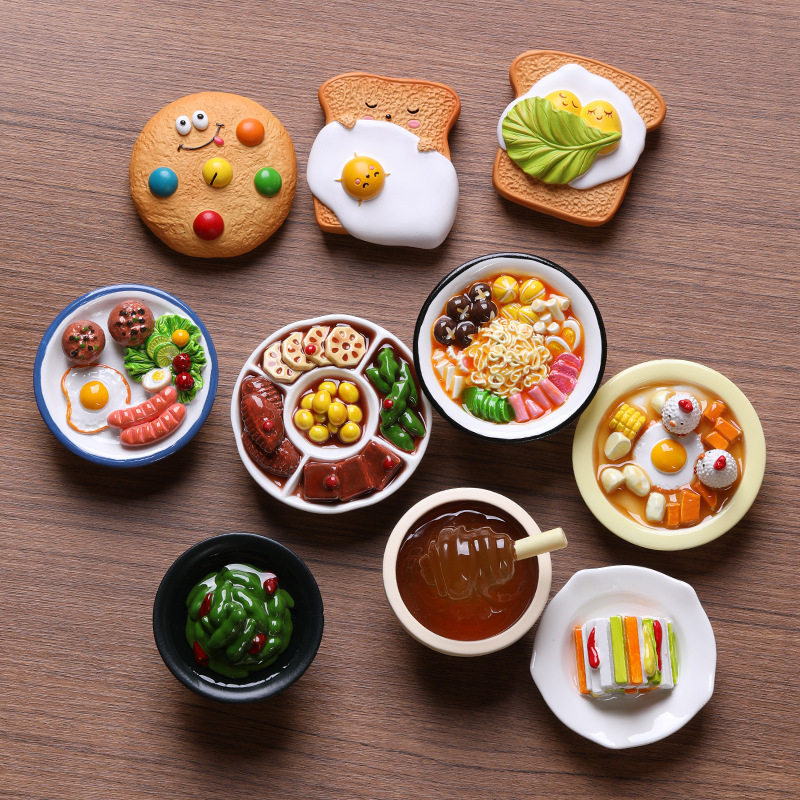 2025 New High-Quality Simulated Food Refrigerator Magnets Food Toy Magnets 3D Stereo Resin Magnetic Stickers Magnetic Suction