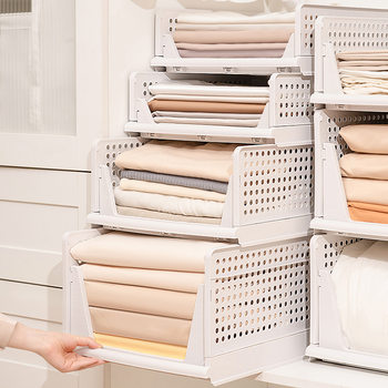 Wardrobe layered partition cabinet drawer-type clothes storage rack bedroom clothes storage box wardrobe basket