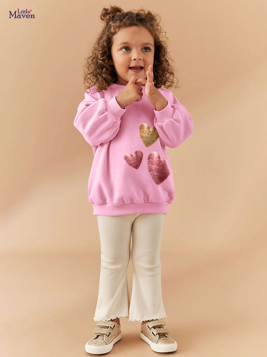 Autumn Long-sleeve Girls' Set, Cute Heart-shaped Kids' Outfit, Girls' 2-piece Set