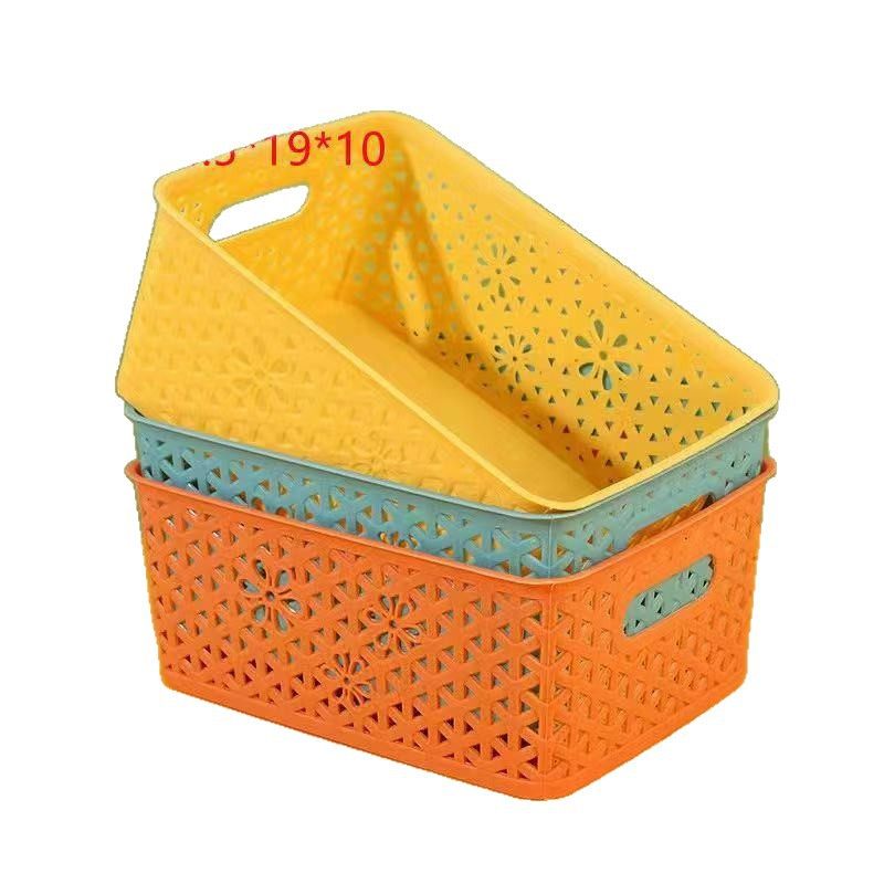 Wholesale In-Stock Household Plastic Storage Baskets, Rectangular Plastic Baskets, Storage Boxes, Cosmetic Woven Desktop Storage