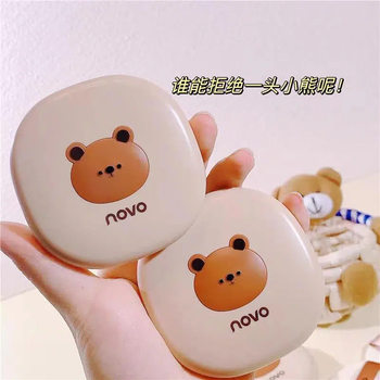 NOVO Bear Makeup Powder Cake Waterproof Sweat-proof Long-lasting Oil Control Not Easy to Take off Makeup Dry and Wet Dual-use Powder Cake genuine goods Batch