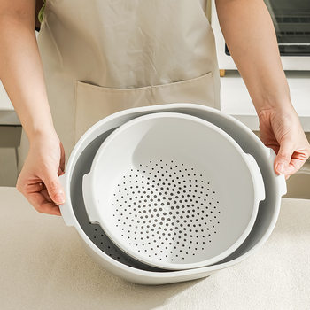Internet Celebrity Simple Large Thickeneded Multi-Layer Drain Basket Household Vegetable Basket Vegetable Basin Multi-Functional Kitchen Plastic Drain Basket