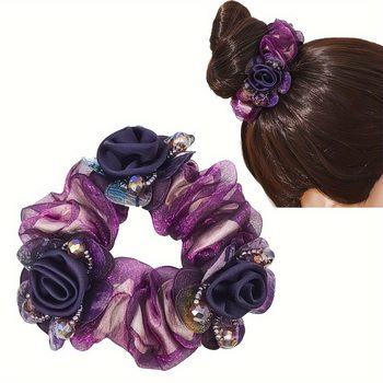 Cross-border explosions hair accessories three roses mother head rope balls head plate hair large intestine hair ring horsetail head accessories