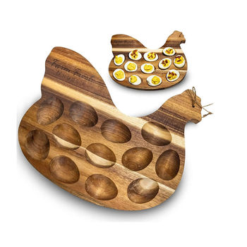 Wooden Egg Tray, Egg Holder, Household Solid Wood Egg Storage Tray, Multi-Compartment Egg Display Tray