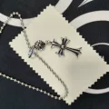 Large beaded cross with ball chain