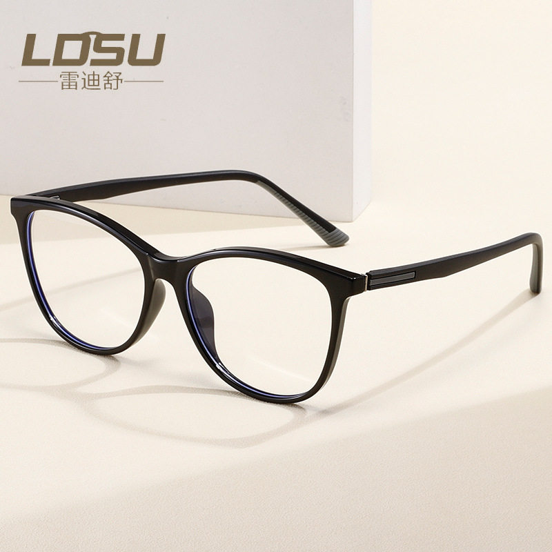 TR90 glasses frame foreign trade spring plain glasses men's cat eye trendy myopia multi border blue light glasses women 81357