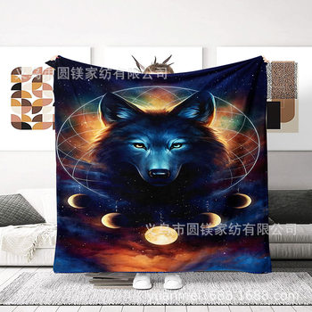 1 x Vintage Country Style Blanket, Animal Dog Digital Print Flannel Soft Comfortable Blanket