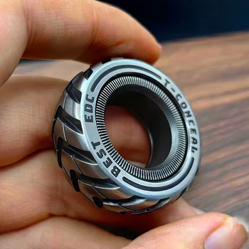 Finger C-Section Ratchet Toy Ring Decompression Toy Fingertip Gyro Mechanical E Push Card Boy Dc