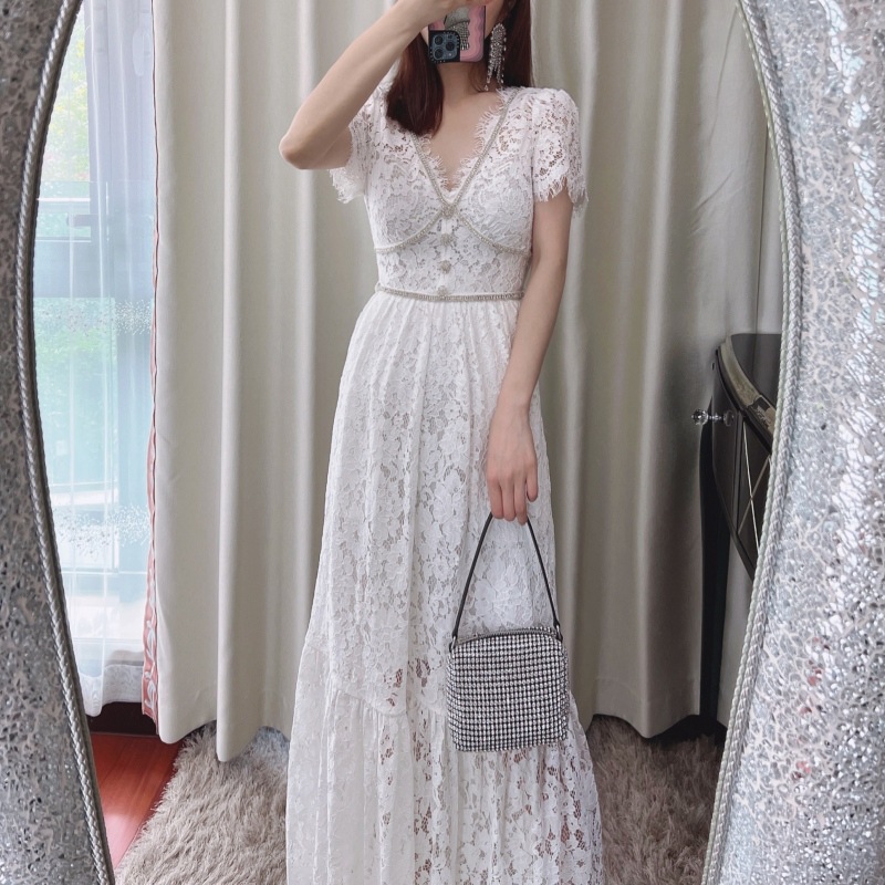 (Mới) Mã A0711 Giá 2020K: Váy Đầm Liền Thân Dáng Dài Nữ Hatdan Ngắn Tay Cổ Chữ V Thời Trang Nữ Chất Liệu Ren G05 Sản Phẩm Mới, (Miễn Phí Vận Chuyển Toàn Quốc).