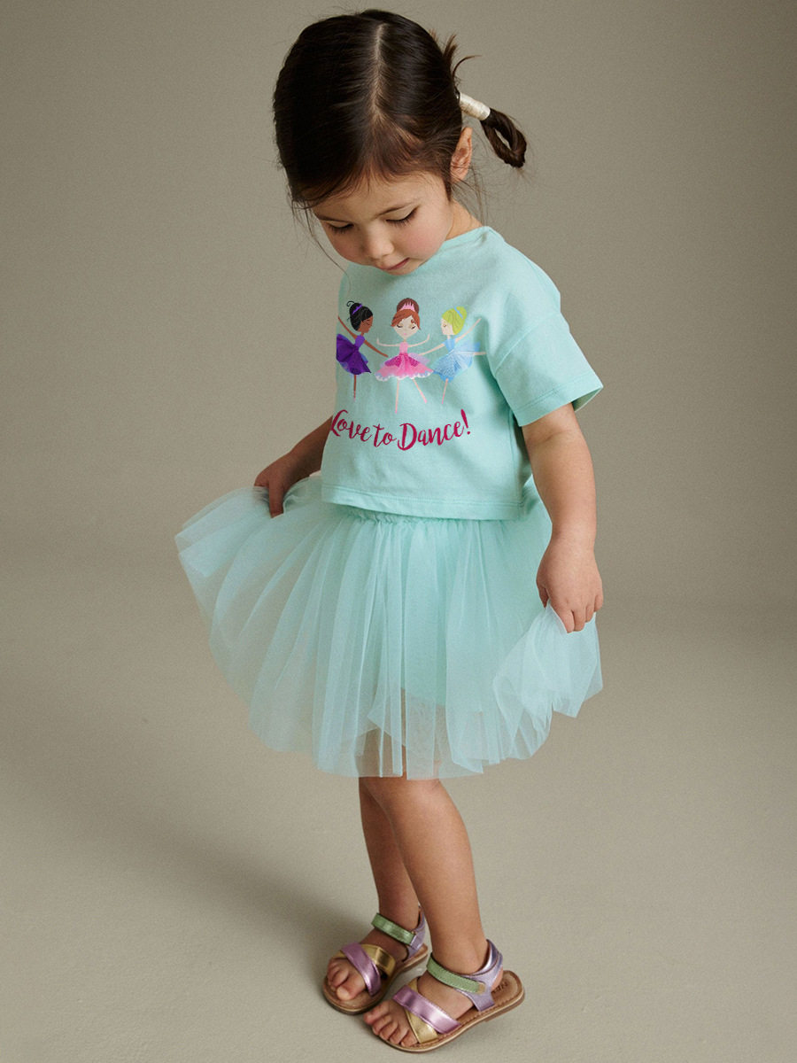Custom-made Children's Clothing, 2025 New Summer Girls' Cartoon Set, Hot-selling Cute Kids' Tulle Dress Set