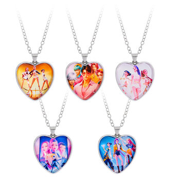 Kpop Demon Hunters Demon Hunter Girl Group Time Gem Peach Heart Necklace Colorful Love Pendant Cross-Border