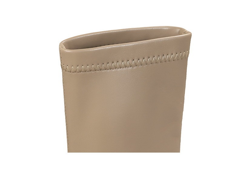 Boot nữ cổ thấp mũi nhọn gót nhọn cao 7.5cm phong cách thanh lịch — Màu đen lót một lớp, Màu đen lót nhung, Màu Kaki lót nhung, Màu Kaki một lớp lót trong
