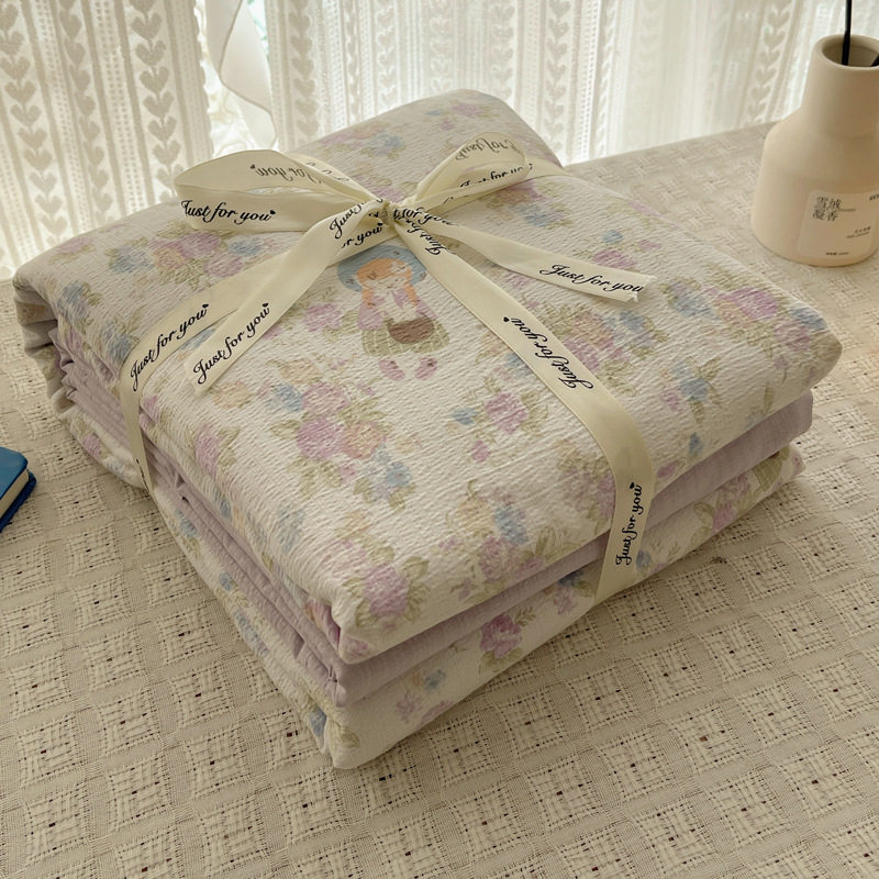 Authentic Class a Bed Four-Piece Set Pure Cotton Maternal and Infant Grade Double-Layer Yarn Ins Naked Sleeping Bed Sheets Quilt Cover Dormitory Three-Piece Set