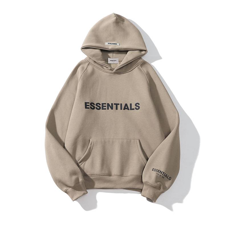 一件代发FOG复线ESSENTIALS胸前字母立体硅胶印花卫衣连帽衫男