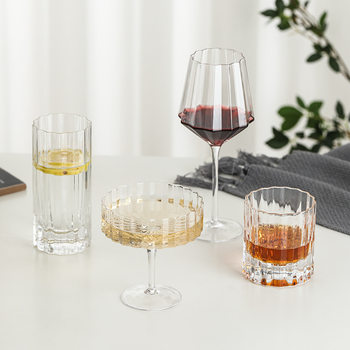 Red Wine Glass European Crystal Glass Diamond Goblet Home Accessible Luxury Bar High-Value Cocktail Glass