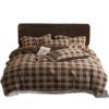 2025 New Winter Four-Piece Bed Set with High Weight, Thickeneded and Warm Retro Plaid Milk Velvet Bed Sheetss, Fitted Bed Sheetss and Quilt Covers