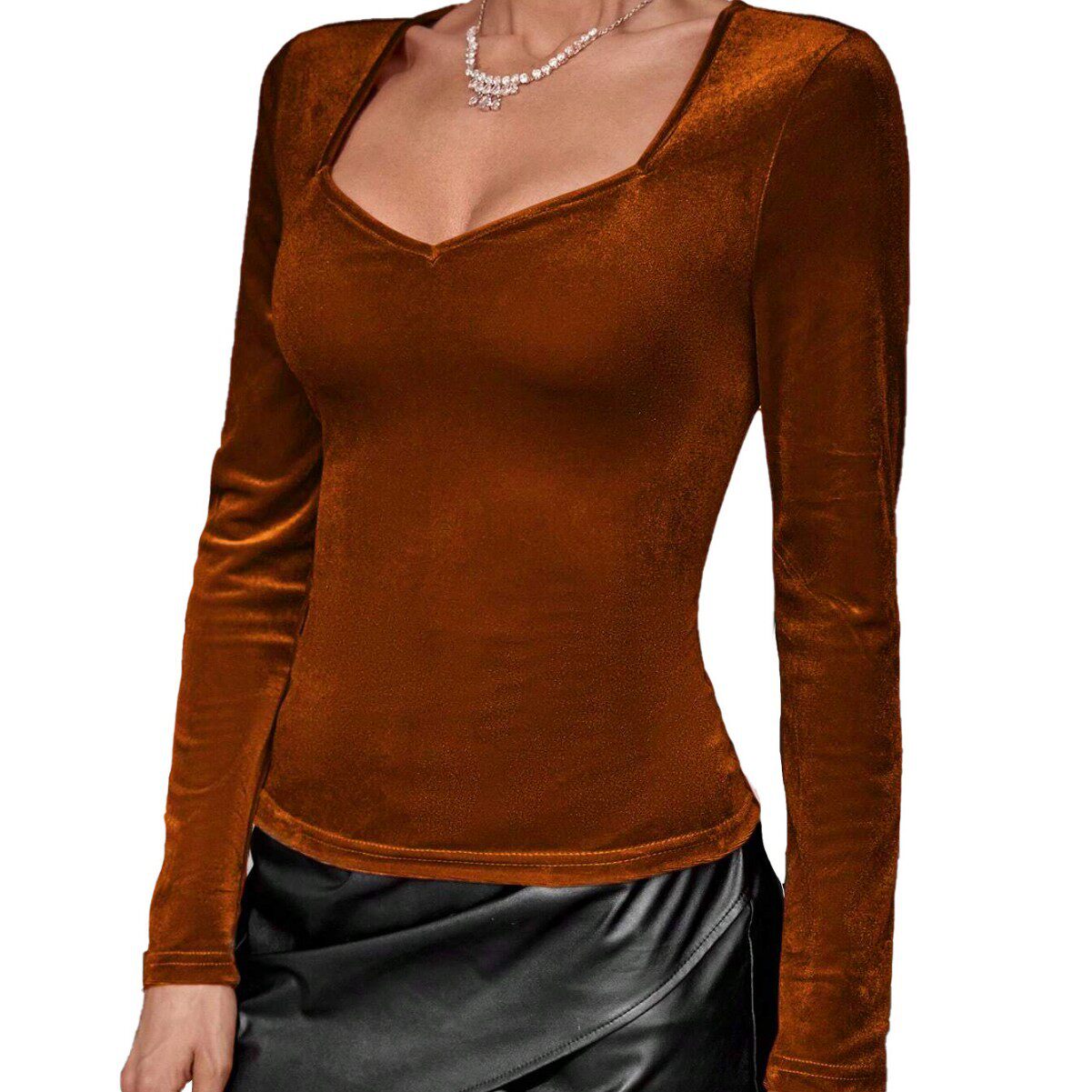 French Square Neck Long Sleeve T Shirt for Women Korean Style Slim Fit Versatile Soft Fabric Spring Summer Casual