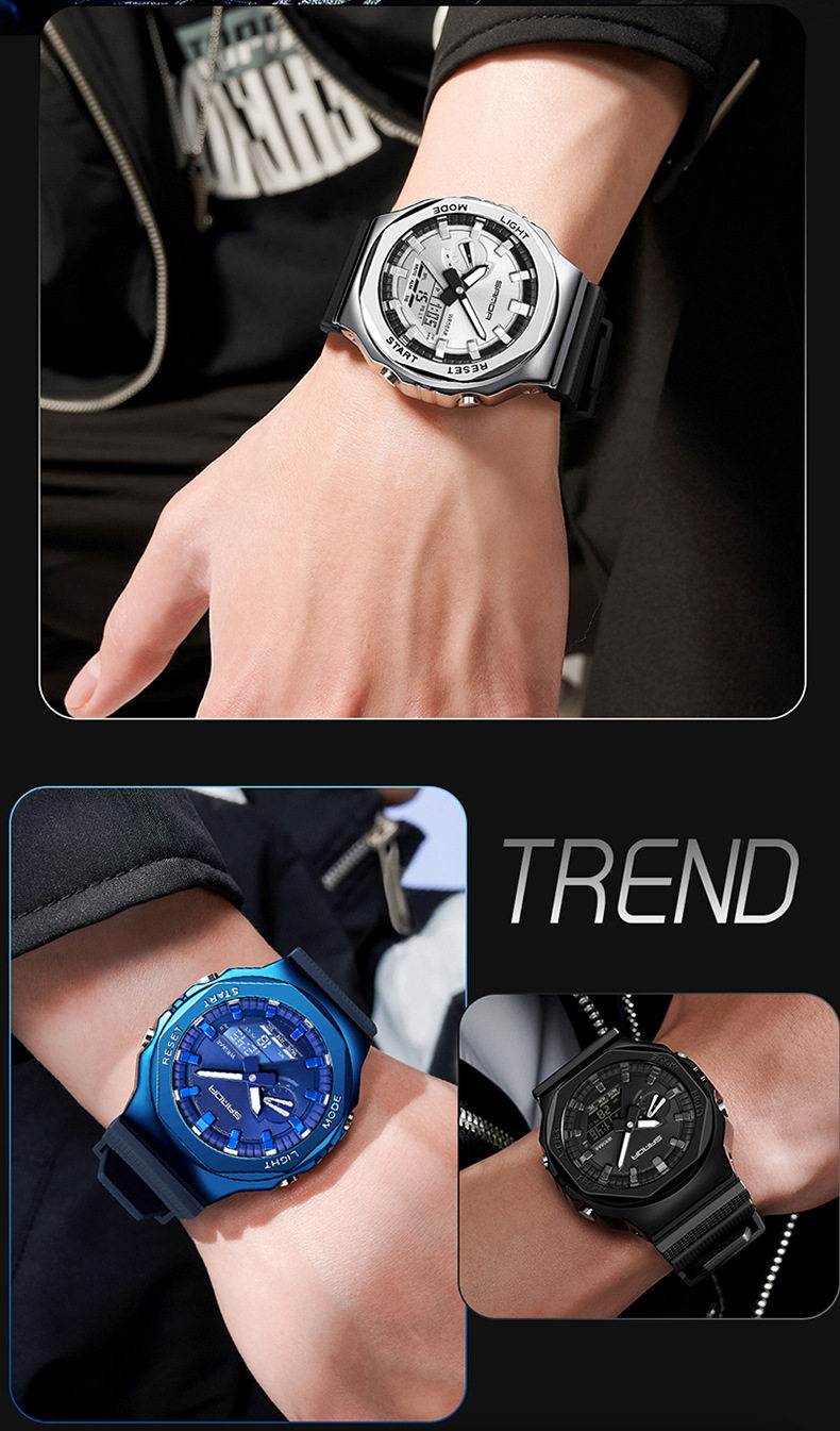 Octagonal Oak Hand-Raising Light Watch Men's Trendy Luminous Fashion Steel Heart Waterproof Sports Alarm Clock Live Explosions 14 O1CN01pXFFQG1qpfBCBb6Kc !!2206469685545 0 cib