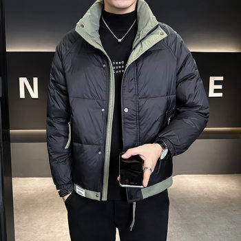 Advanced color matching down jacket men's winter 2024 new fashion handsome short men's warm coat