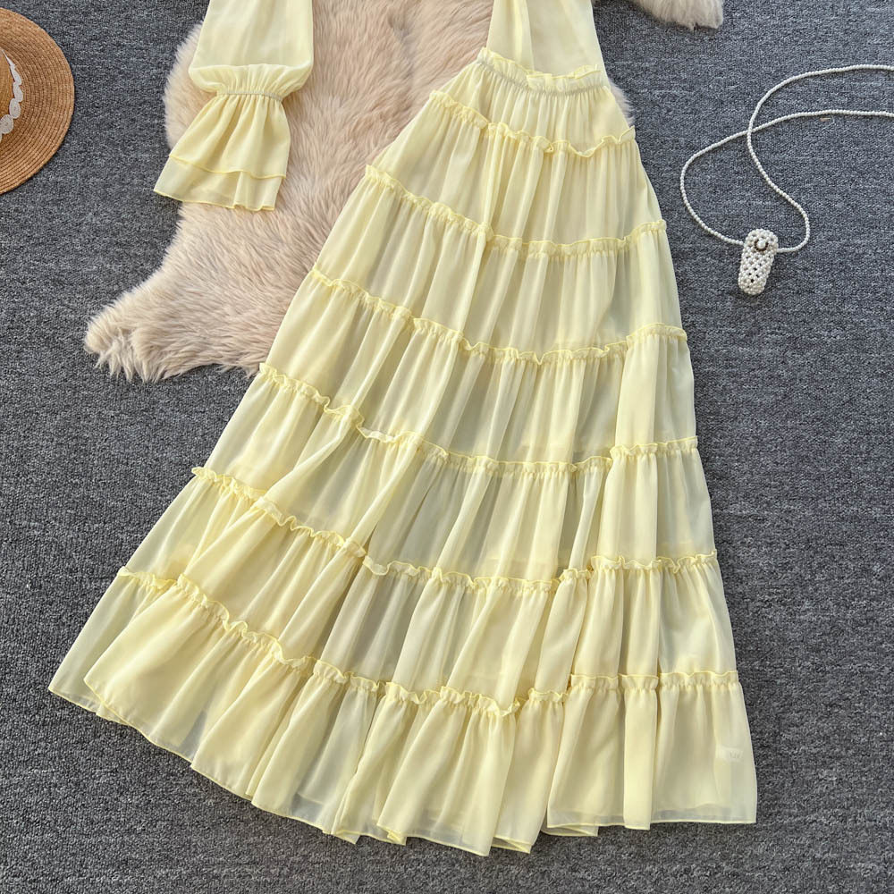 Off Shoulder Crop Top and High Waisted Ruffle Skirt Set Chiffon Fabric Vacation Style Trendy Look Wholesale Available