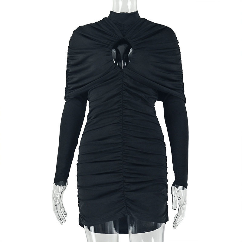 Fashionable Womens Bodycon Dress Sexy Hollow Out High Neck Long Sleeve Trendy for Parties and Events Wholesale