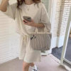 Solid Color suit Female Summer Students Loose Slimming Short-sleeved Shorts Salt Sweet Casual Sports Two-piece Set
