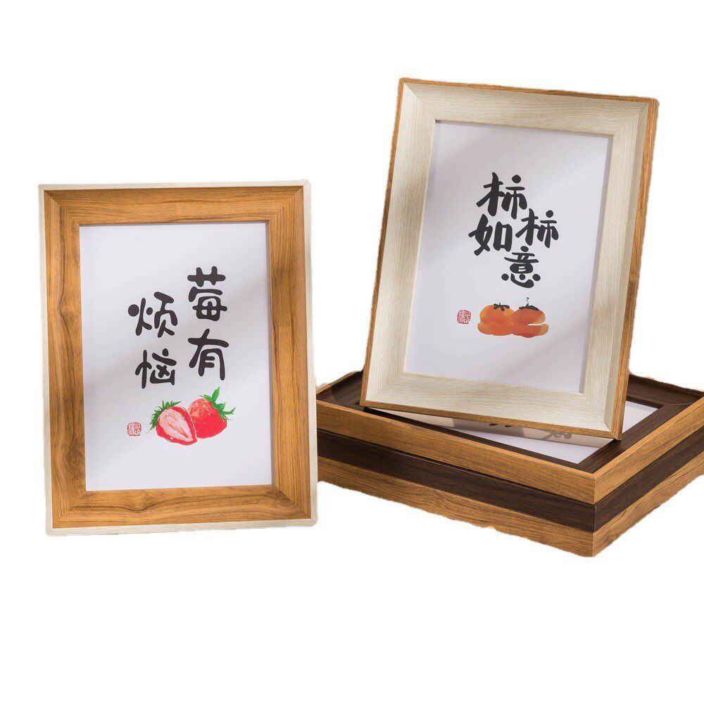 Photo Frame Wholesale 6inch Photo Frame Table High-End Wooden 8inch 10inch Art Word Method Picture Frame A4 Photo Frame Empty Frame