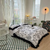 Korean style romantic washed cotton four-piece set thickened autumn and winter brushed Korean style Hepburn style Plaid series dormitory home