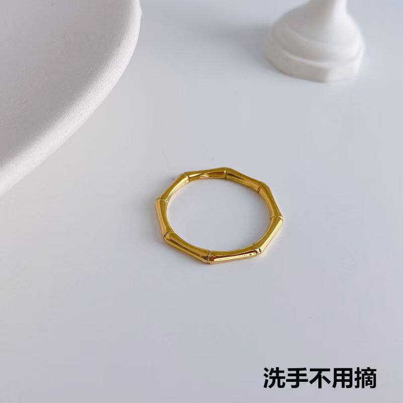 新款小众ins原创设计竹节戒指女时尚不掉色饰品高级感百搭素圈