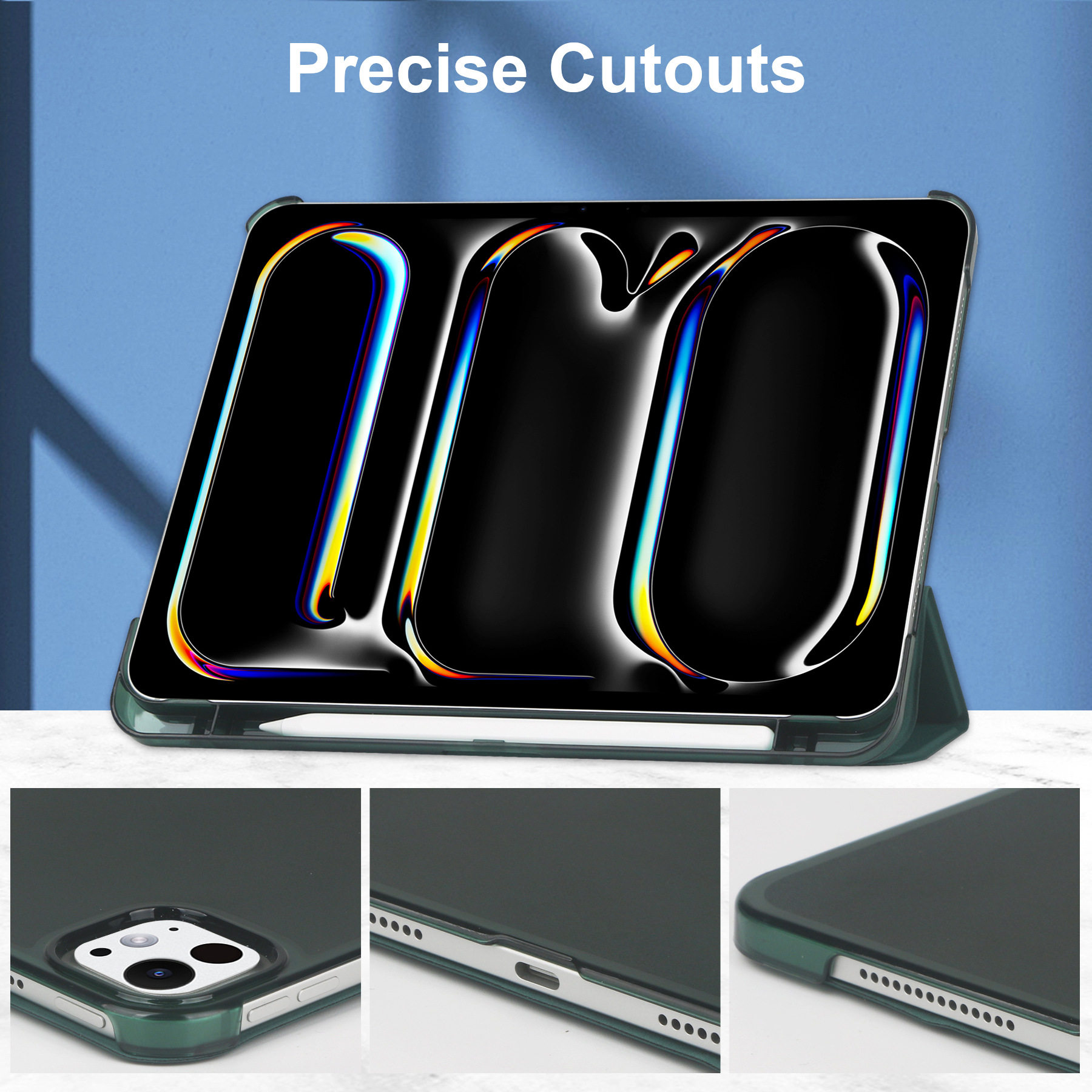 Suitable for ipad pro11 2024 flat bracket 2-in -1 light transparent frosted pen slot protective cover