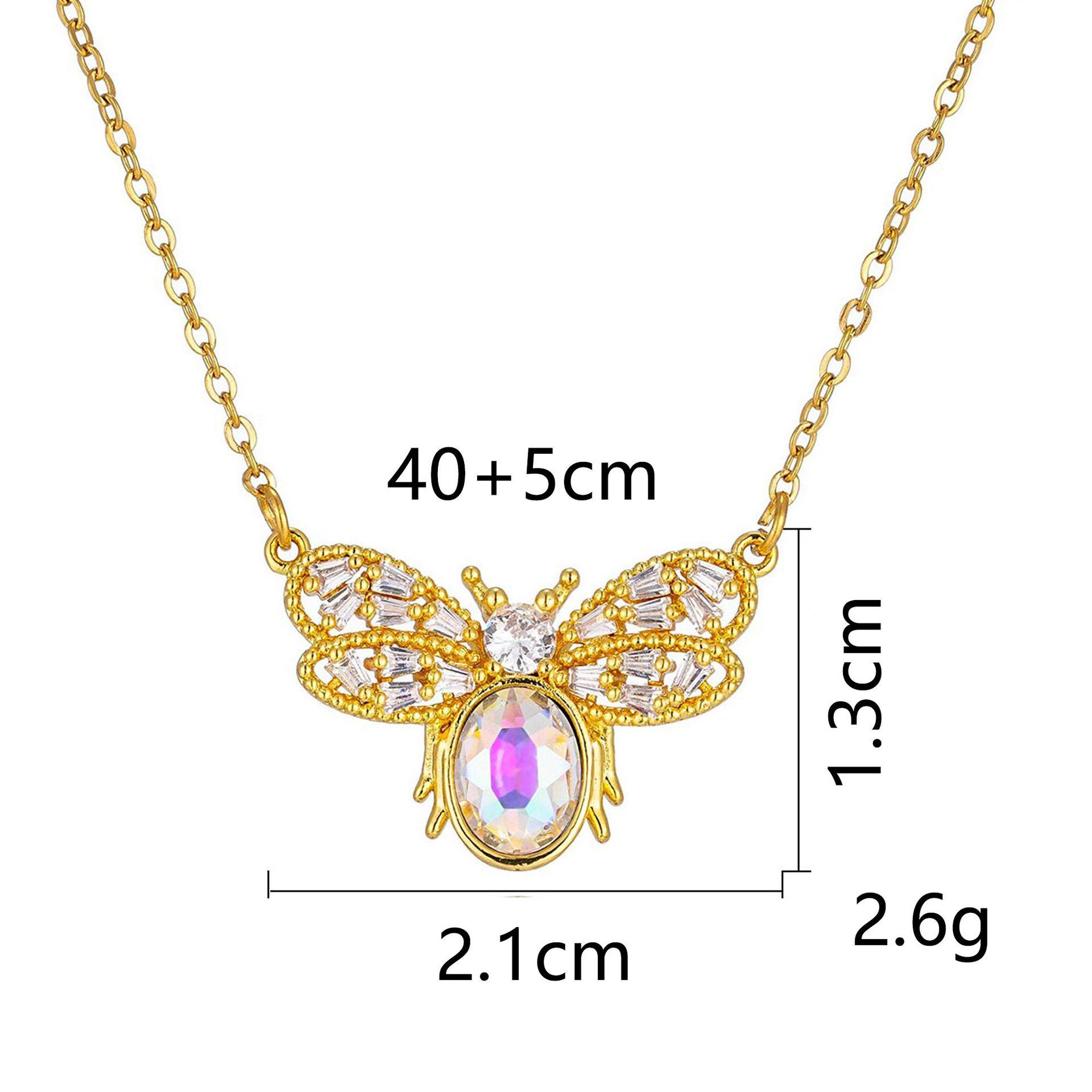 European and American Butterfly Necklace Women's All-match High-end Colorful Zircon Light Luxury Ins Clavicle Chain Titanium Steel Color-free Necklace