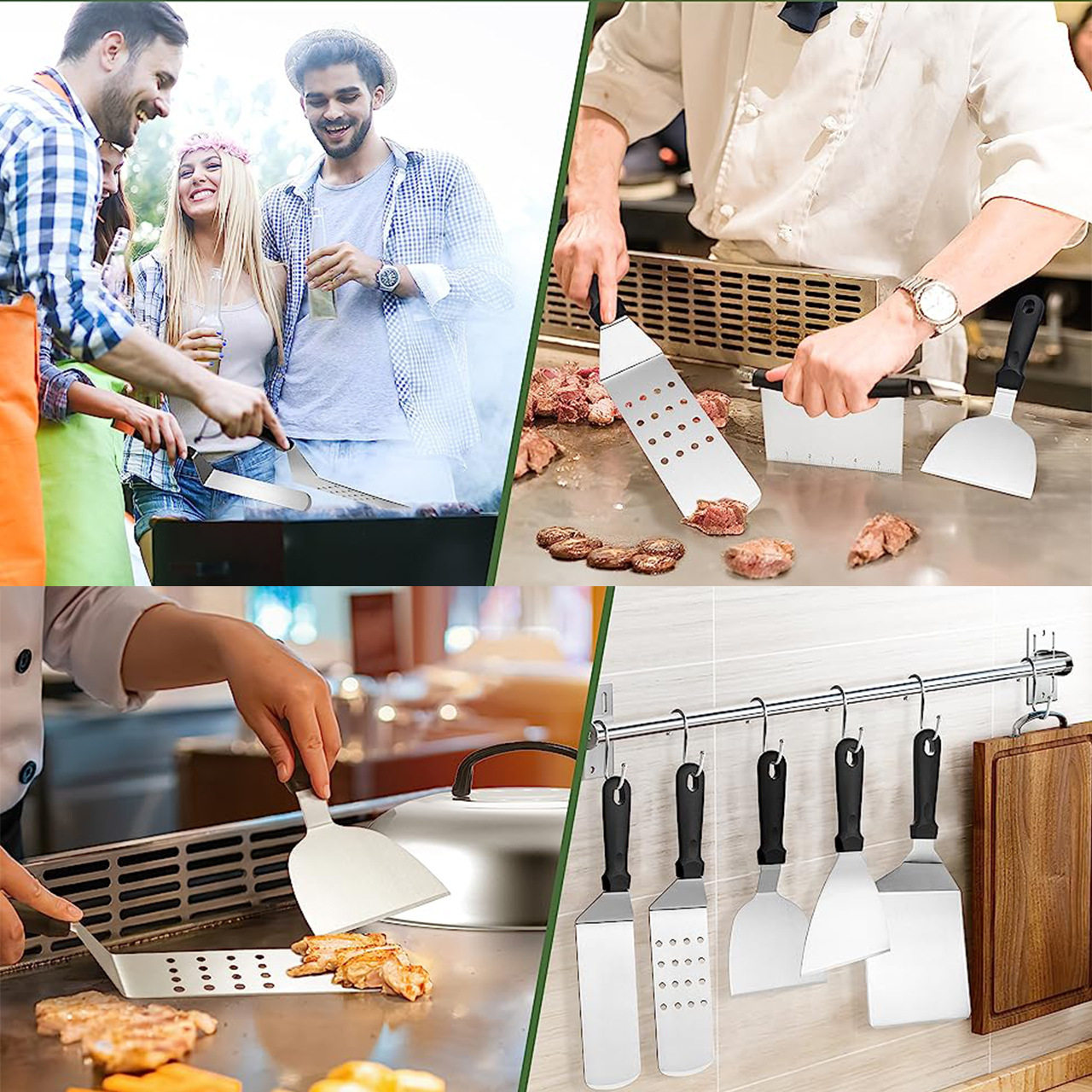 Amazon outdoor barbecue spatula suit stainless steel tool accessories combination grill BBQ teppanyaki set