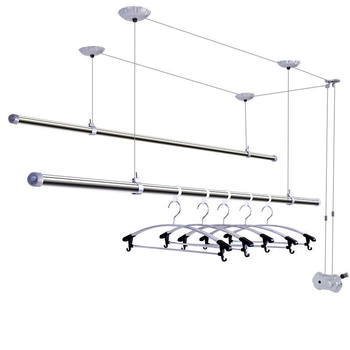 Hand-Cranked Adjustable Clothes Drying Rack, Balcony Double-Pole Clothes Drying Rack, Adjustable Single-Pole Clothes Drying Rack, Round Rod Stainless Steel