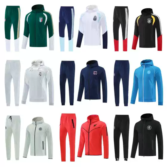 Long-Sleeve Hoodie with Logo for Paris, Marseille, Barcelona Training Uniforms, Football Jerseys