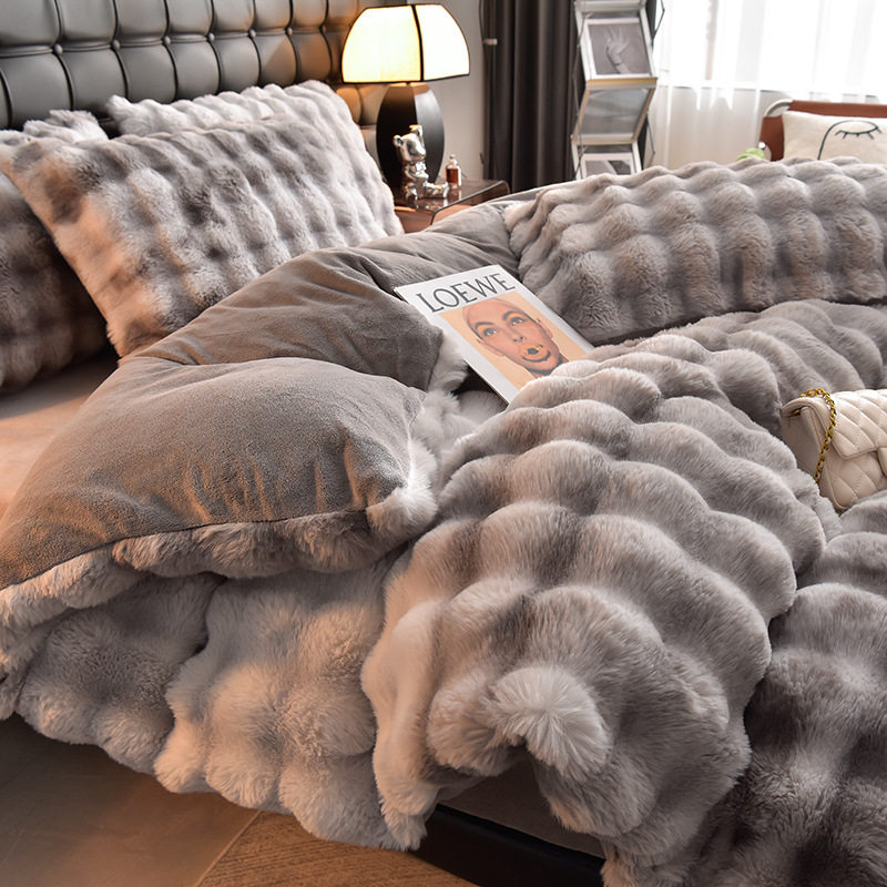 2024 New Rabbit Fur Live Broadcast Hot Style Rabbit Fur Rabbit Velvet Rabbit Fur Four-Piece Set