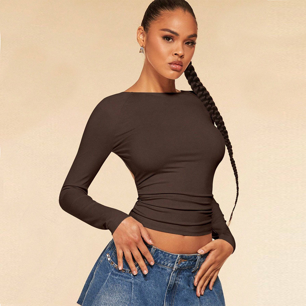 Sexy Backless Crop T Shirt Spring Summer Style European and American Design Comfortable Fabric Wholesale Available
