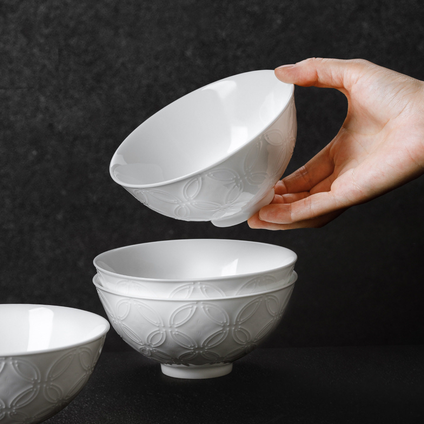 Jingdezhen Ceramic Tableware Underglaze Color Plates and Bowls High-End Home Hotel Restaurant Dishes and Plates Set Housewarming Gift