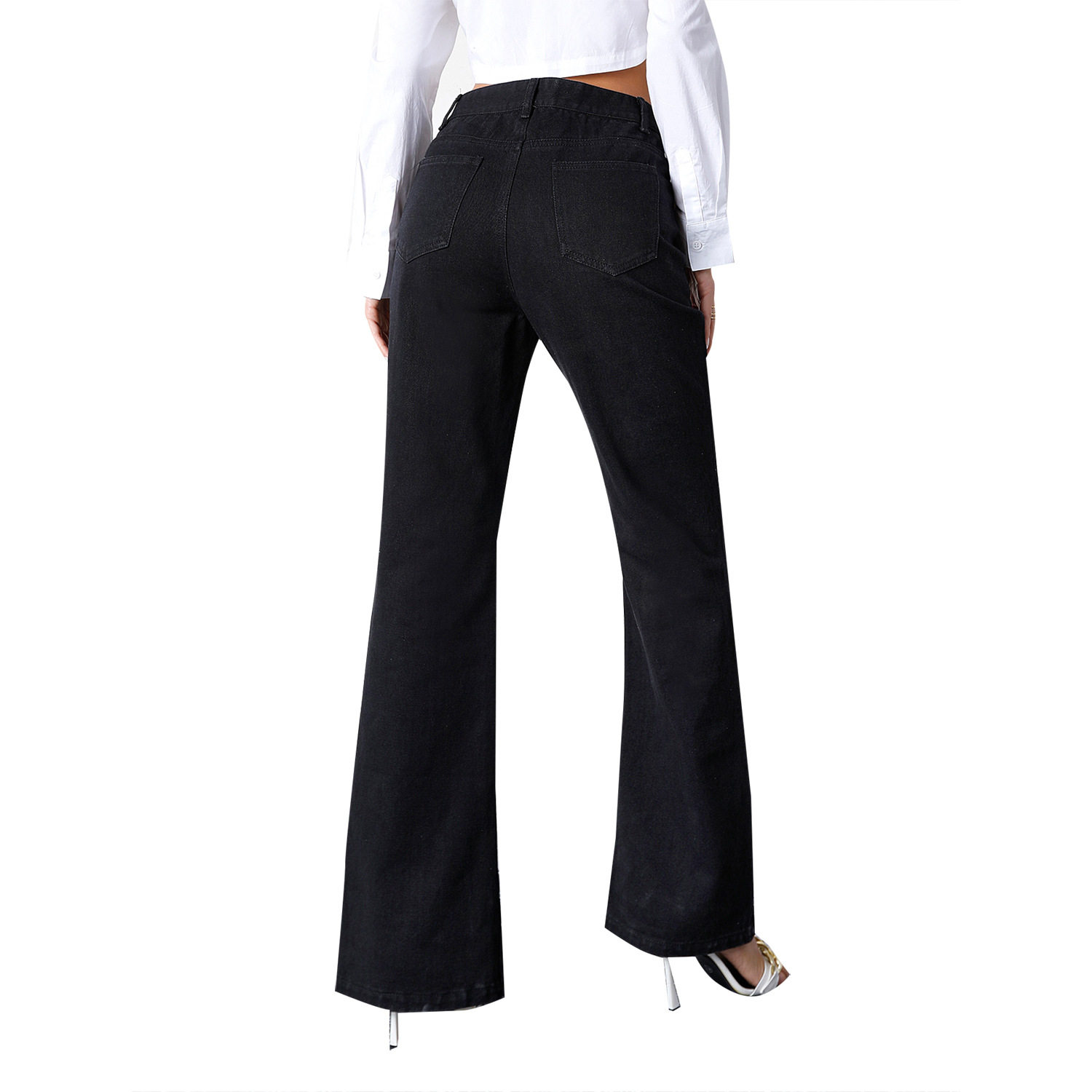 High Waisted Wide Leg Split Hem Jeans Casual Slim Fit Comfortable Fabric Womens Fashion Wholesale Available