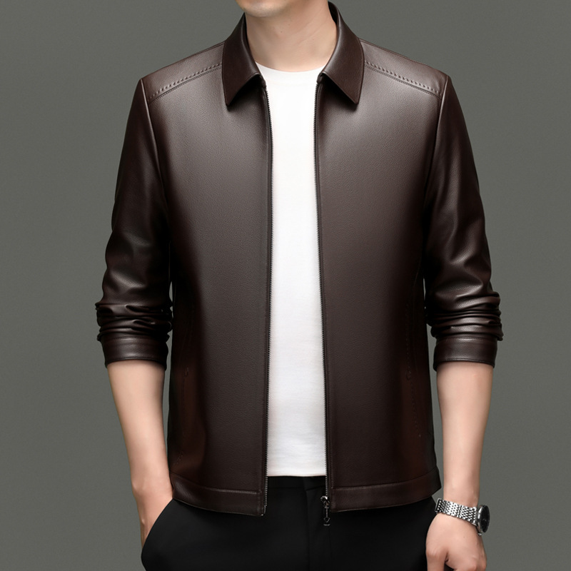 Áo Da Nam Kín Cổ Hàng Mùa Xuân Thu Đông Phong Cách Trẻ Trung