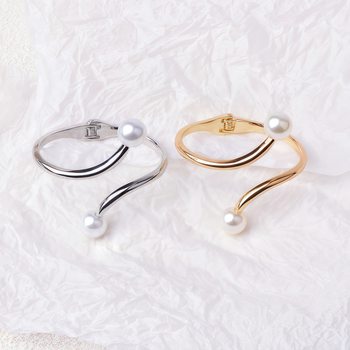 Cross-border pearl bracelet design irregular metal line bracelet personality stacked spring jewelry manufacturers wholesale