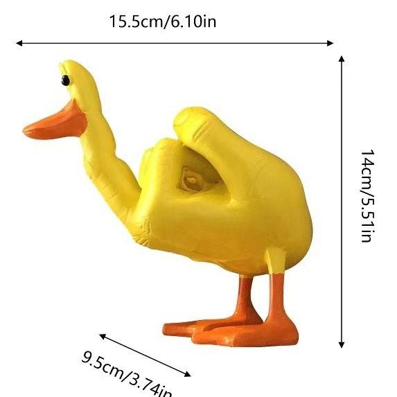 Cross-border New Products Middle Finger duck Statue Resin Crafts Ornaments duck you spoof Middle Finger Desktop Decoration