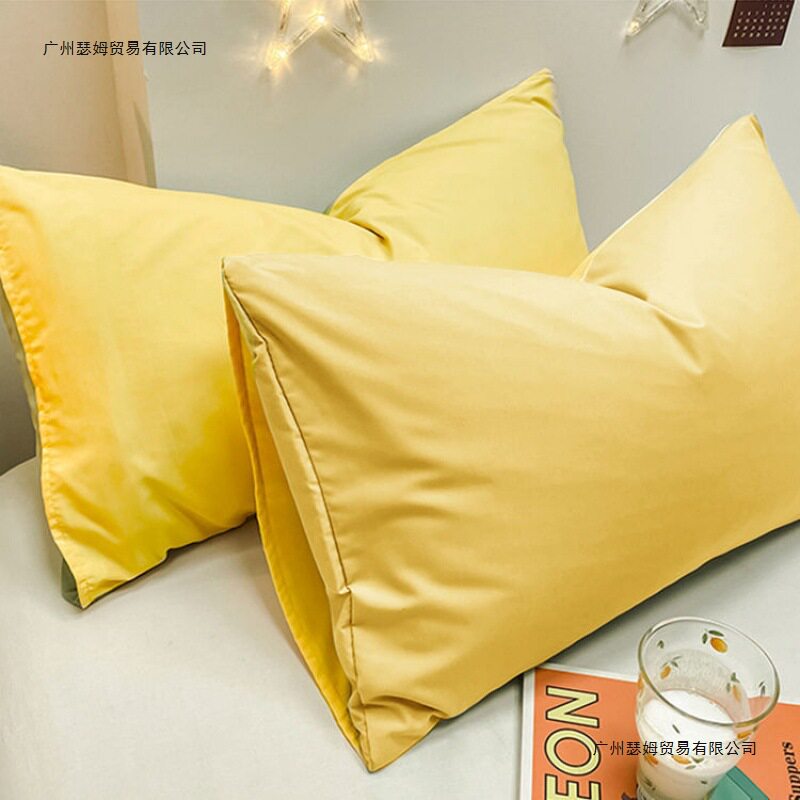 Winter New Solid Color Washed Cotton Brushed Pillowcases, Stain-Resistant, Set of Two, Ultra-Soft Plain Color Mix and Match