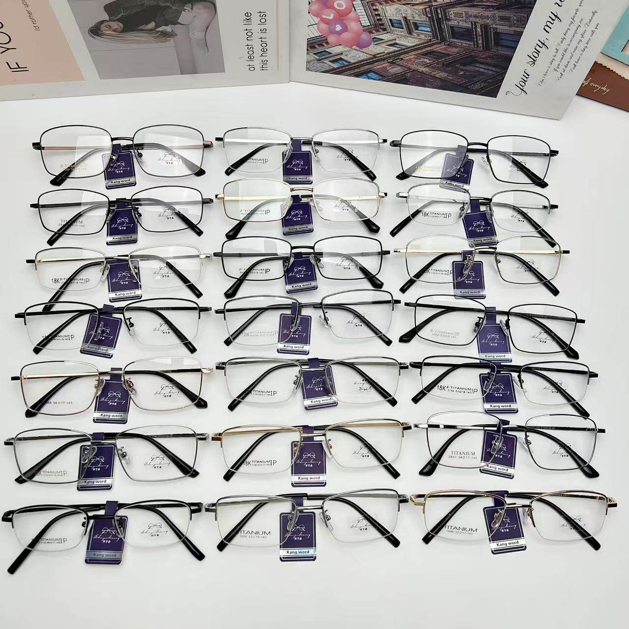 Precision Crafted Business Full Frame Half Frame Shenzhen Ip Electroplated Eyeglass Frame 18K Metal Non-Magnetic Titanium Prescription Eyeglass Frame Square Frame