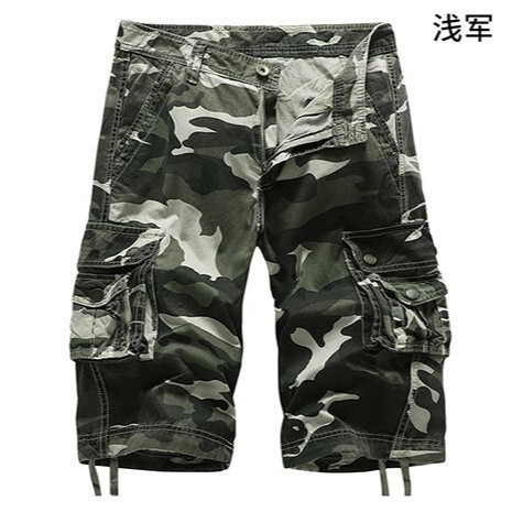 外贸批发夏季亚马逊男士宽松休闲五分工装裤迷彩短裤多口袋裤A083