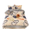 Printed Milk Velvet Four-Piece Set Autumn and Winter Coral Velvet Warm Bed Bed Sheets Quilt Cover Fleece-Lined Student Bed Three-Piece Set