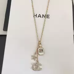 Xiangjia Double C Pentagram Necklace for Women, Fashionable and Sophisticated Chanel Style Perfume Bottle Clavicle Chain, Factory Direct Shipping