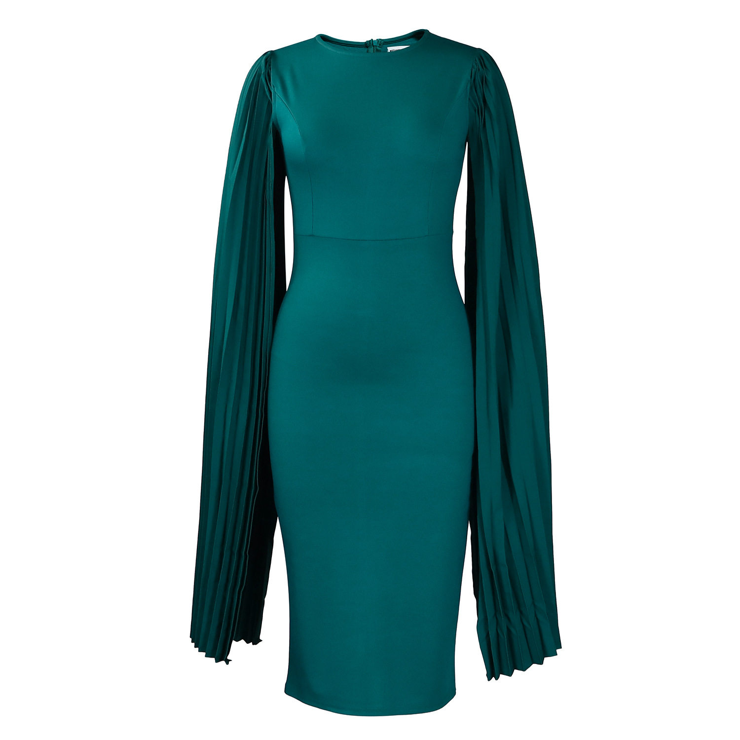 Elegant Womens Evening Dress Solid Color Round Neck Pleated Cape Perfect for Parties and Formal Events Wholesale