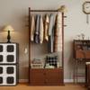 Solid Wood Bedside Table Clothes Rack Storage Integrated Home Drawer Bedroom Floor-Standing Coat Rack Clothes Rack